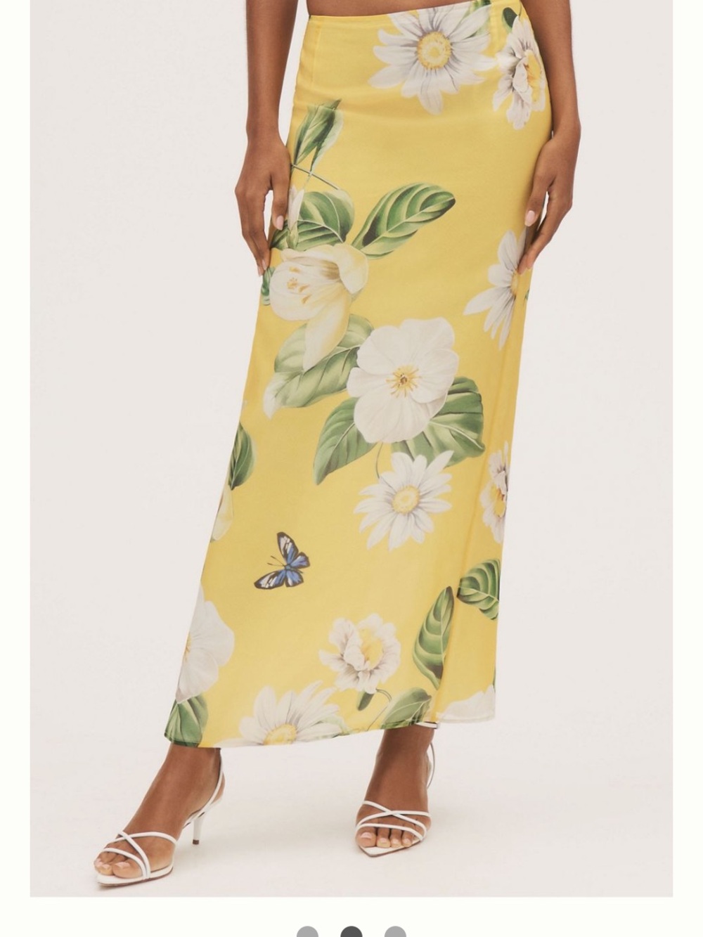 ☀️LEO LIN☀️Yellow Floral Silk Maxi Skirt
